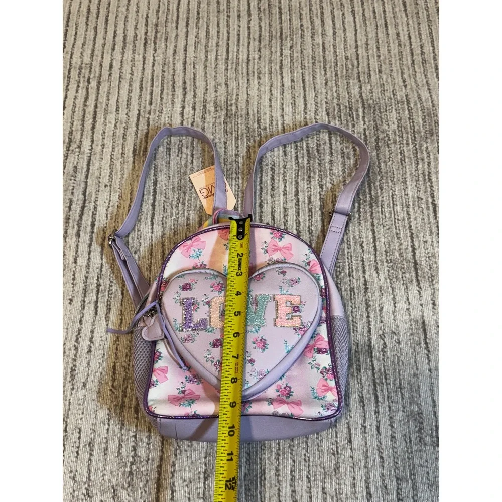 OMG Accessories Miss Gwen Lavender Floral Love Heart Mini Backpack New